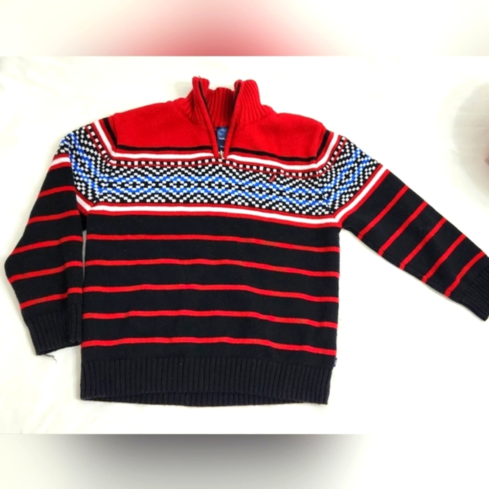 Nautica (Sz 6) Boys Red Half Zip Pullover Sweater. EUC